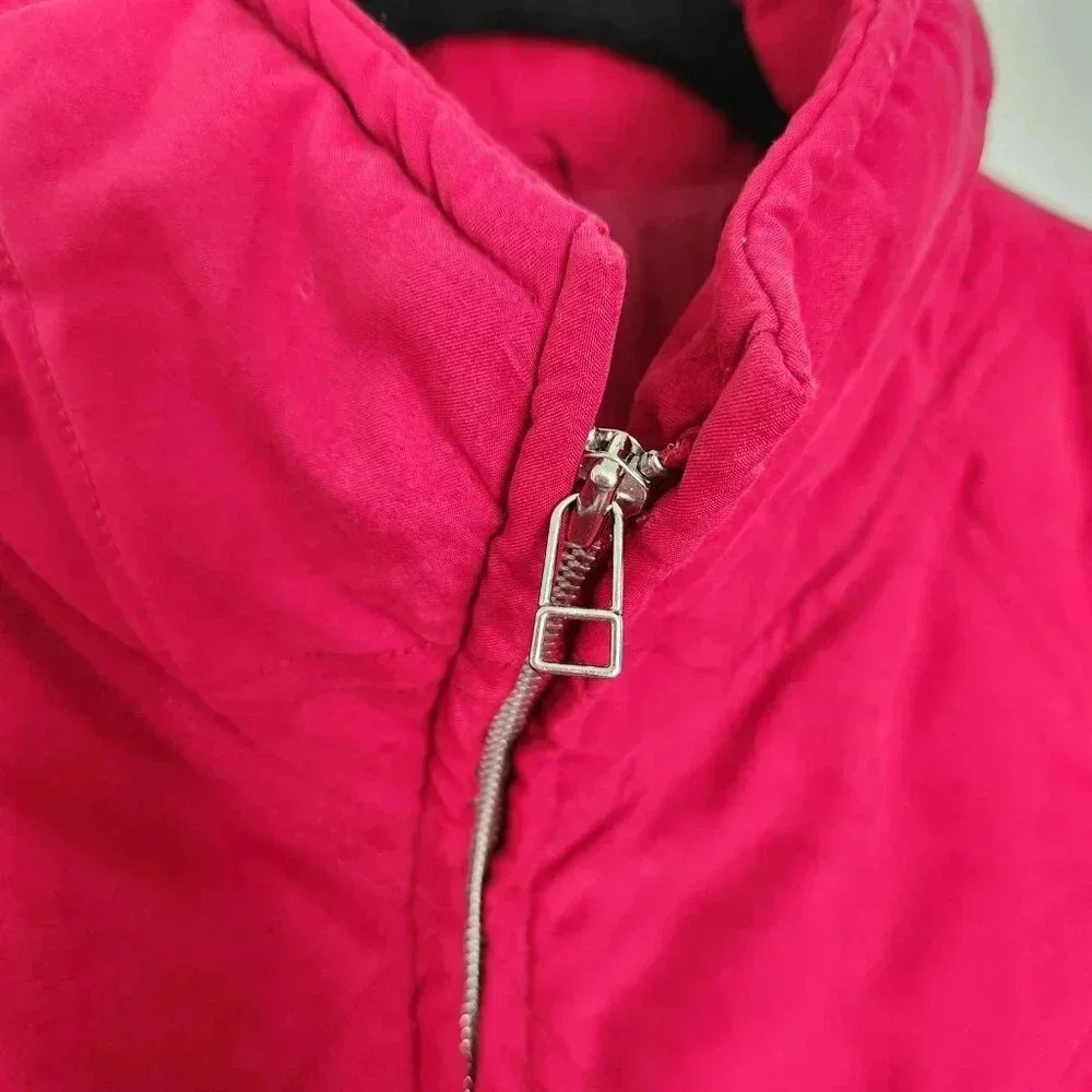 Vintage Talbots Quilted Puffer Jacket Womens Size M Red Nylon Cinchable Bomber - Picture 5 of 11